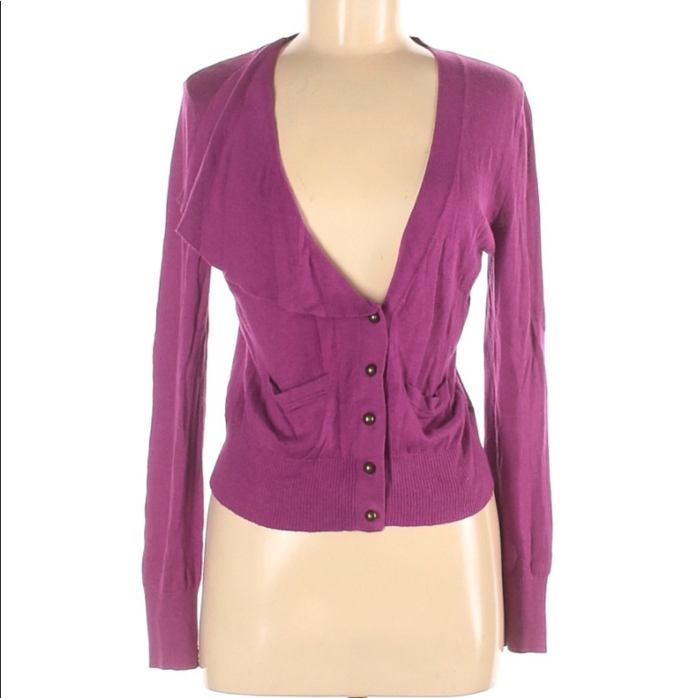 Moth Size M Purple Drape Neck Cardigan